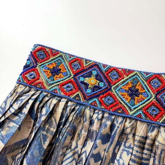 NWT Anthropologie Hemant & Nandita Pleated Beaded Midi Skirt Size XS - Picture 3 of 14